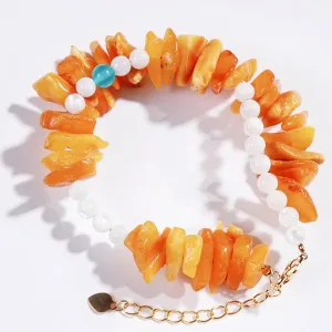 Old Amber & White Shell Bracelet