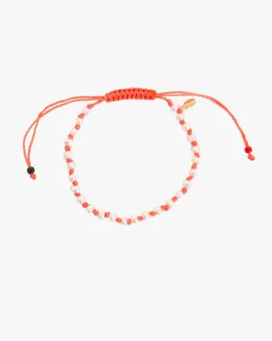 Petit Pearl Beaded Bracelet in Cream/Coral
