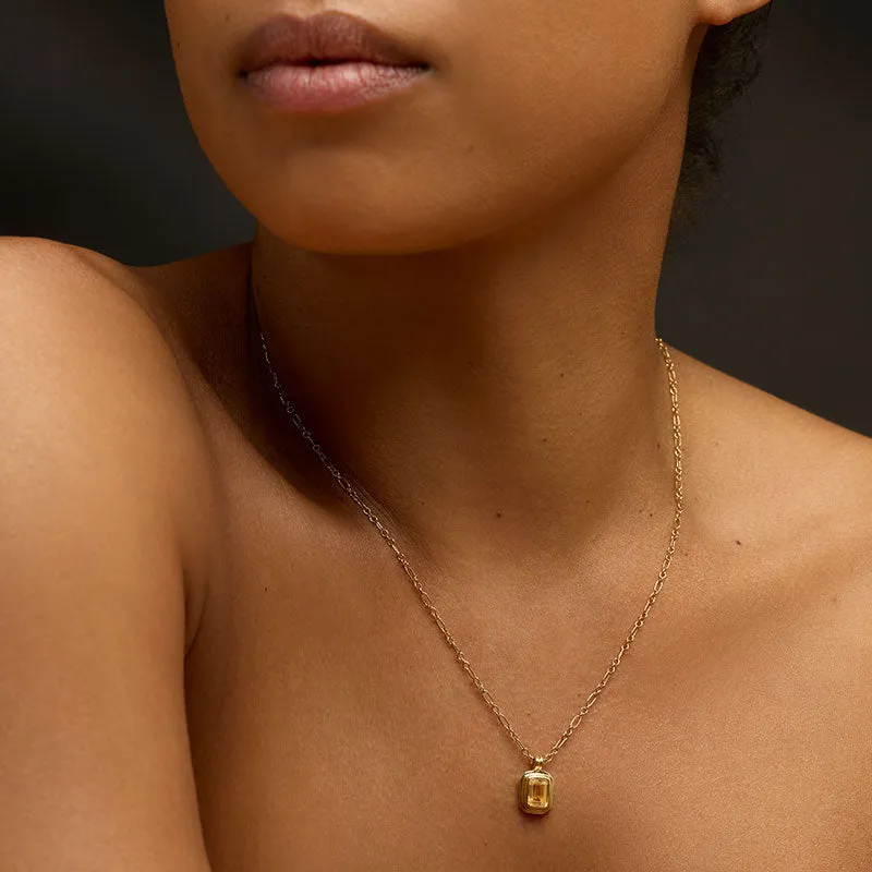 Petra Necklace, Citrine, Gold