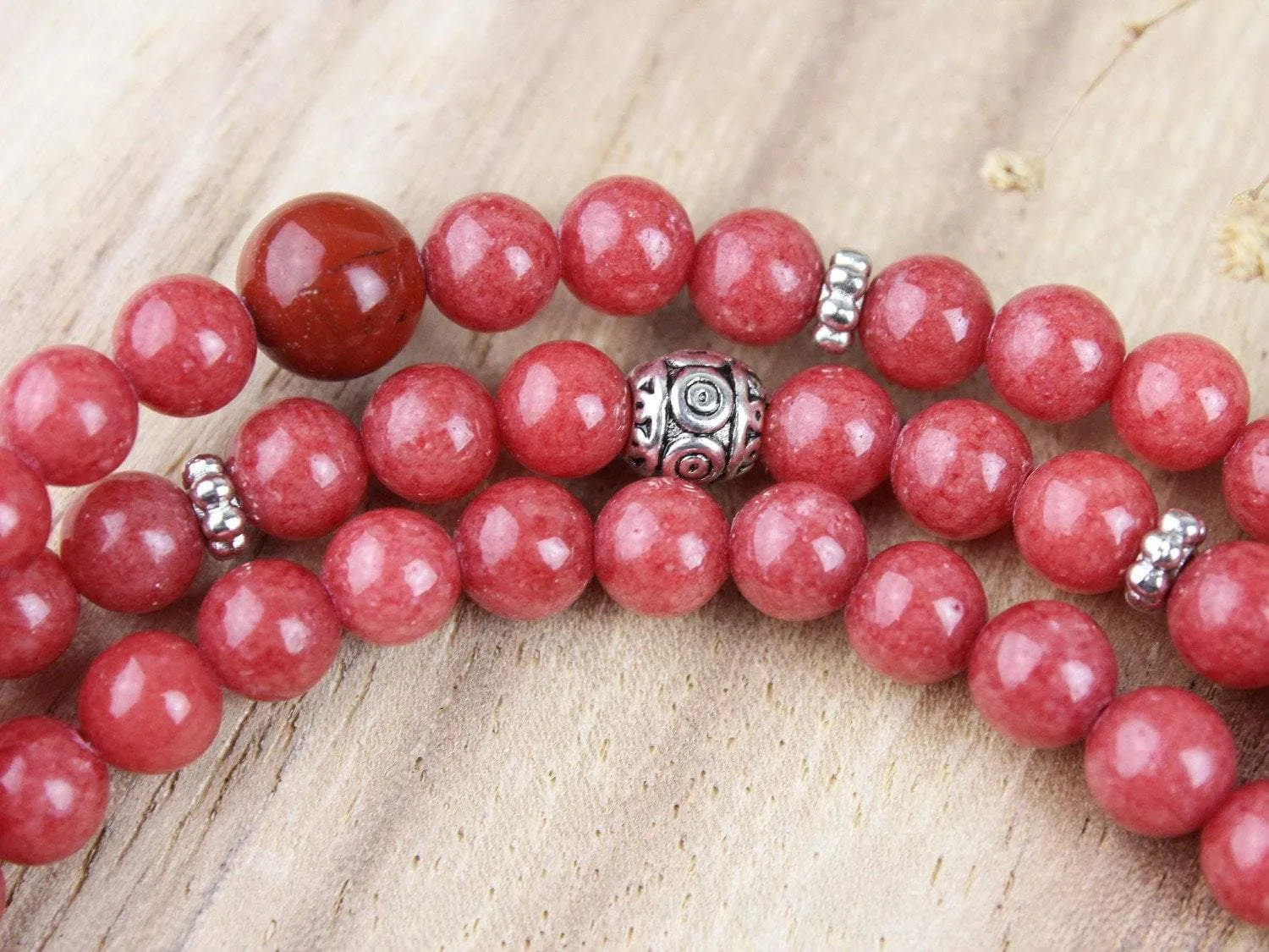 Pink Coral Elephant Stretchy Mala