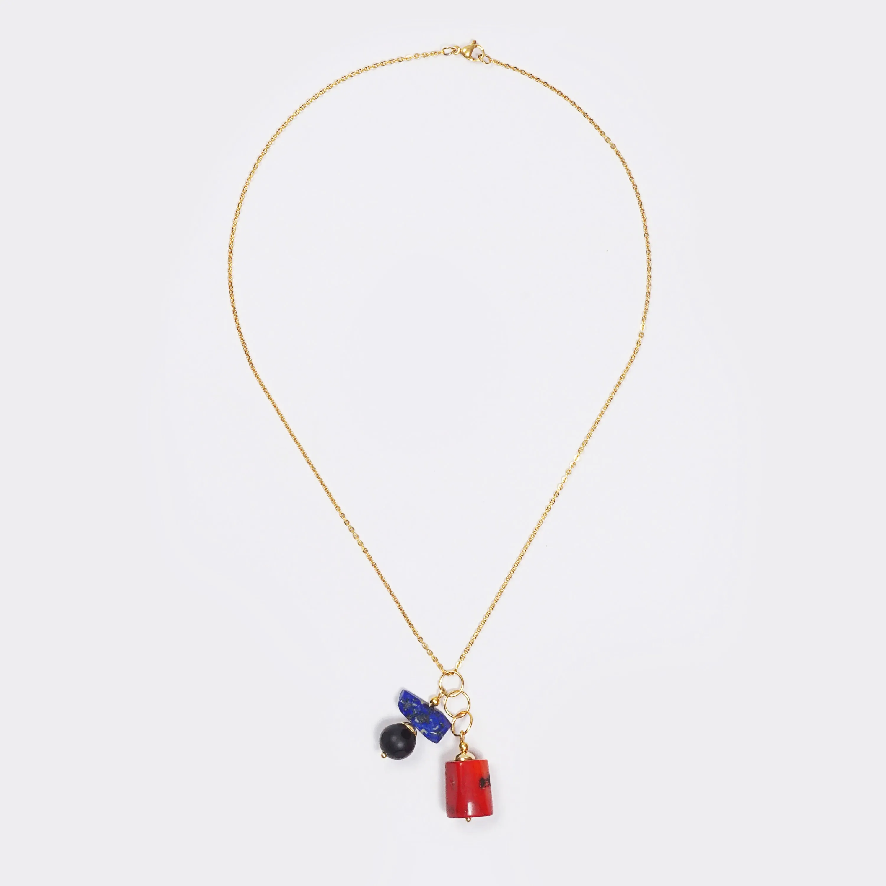 Red Coral, Lapis Lazuli, and Black Onyx