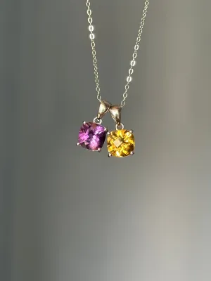 S925 Silver Natural Amethyst Pendant Necklace/S925 Silver Natural Citrine Pendant Necklace