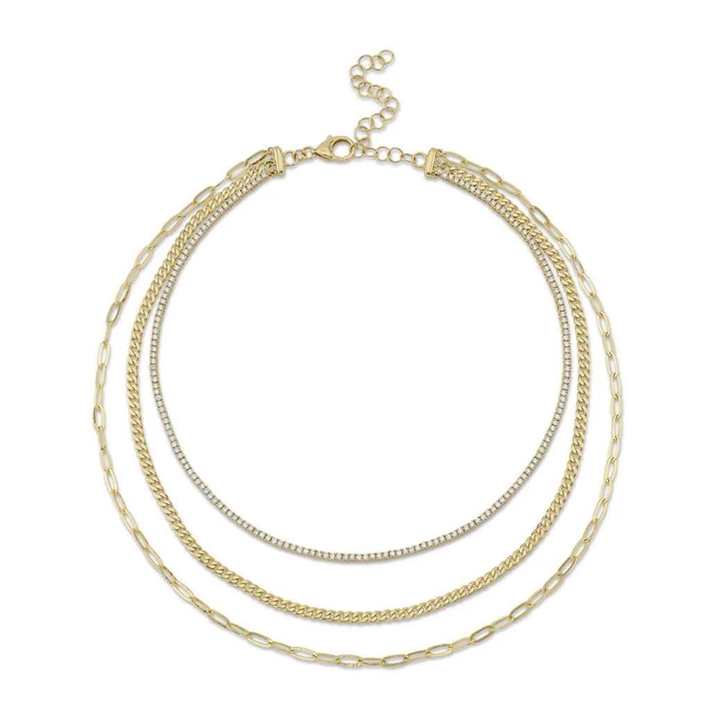 Shy Creation Diamond Paper Clip Link Necklace SC55023197Z17