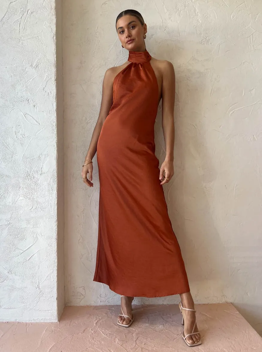 Significant Other Darcy Backless Dress in Clay