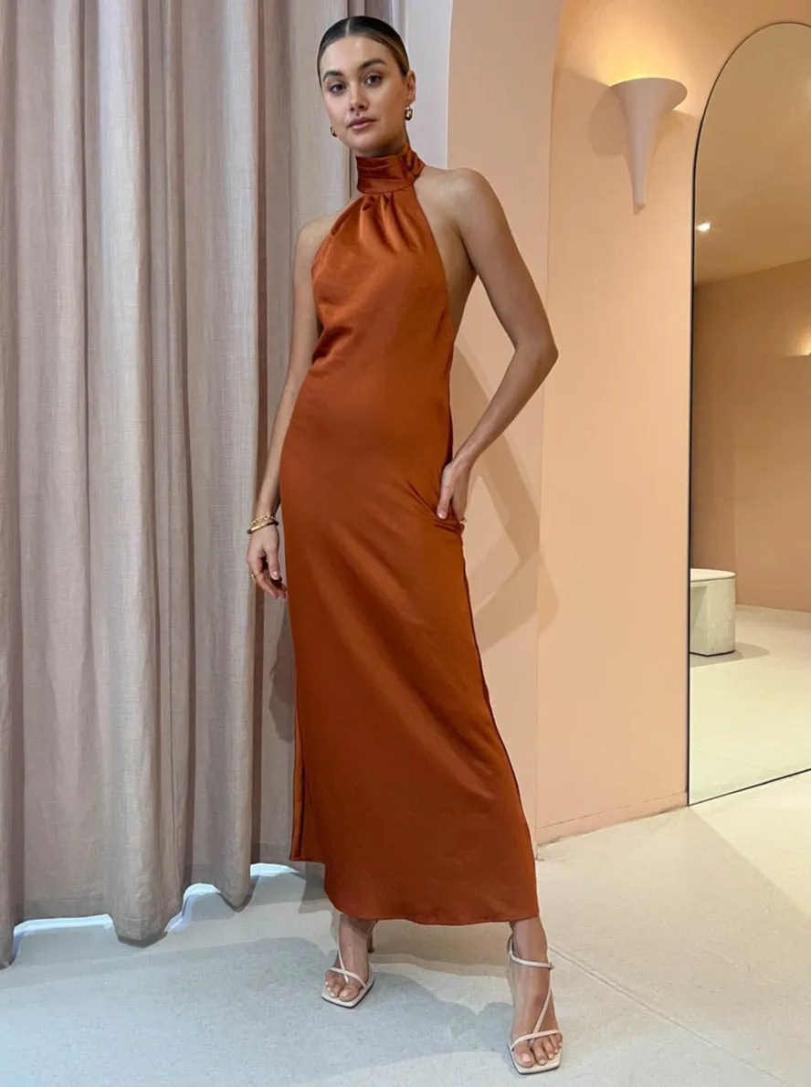 Significant Other Darcy Backless Dress in Clay