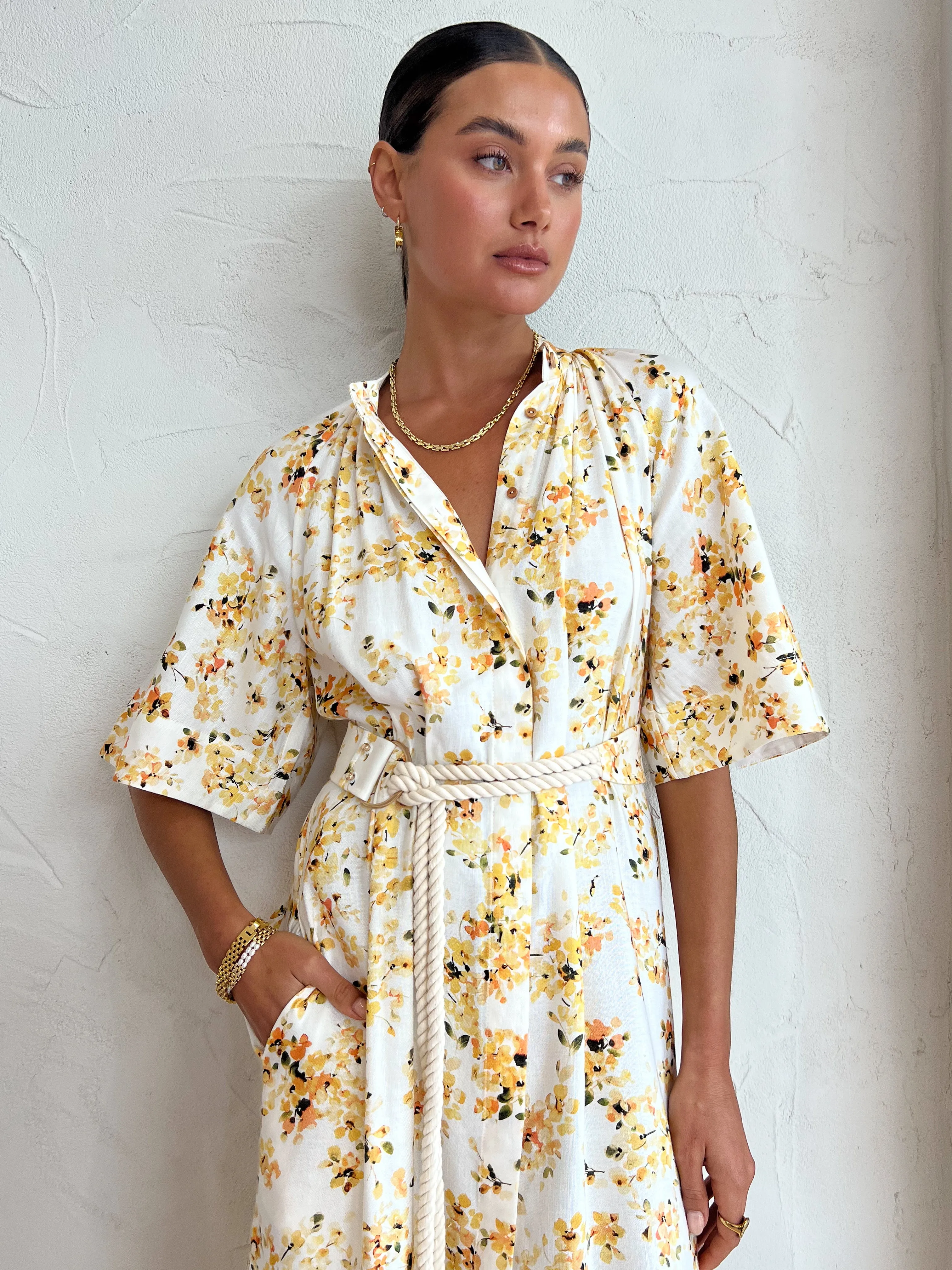 Significant Other Maia Midi Dress in Golden Blossom