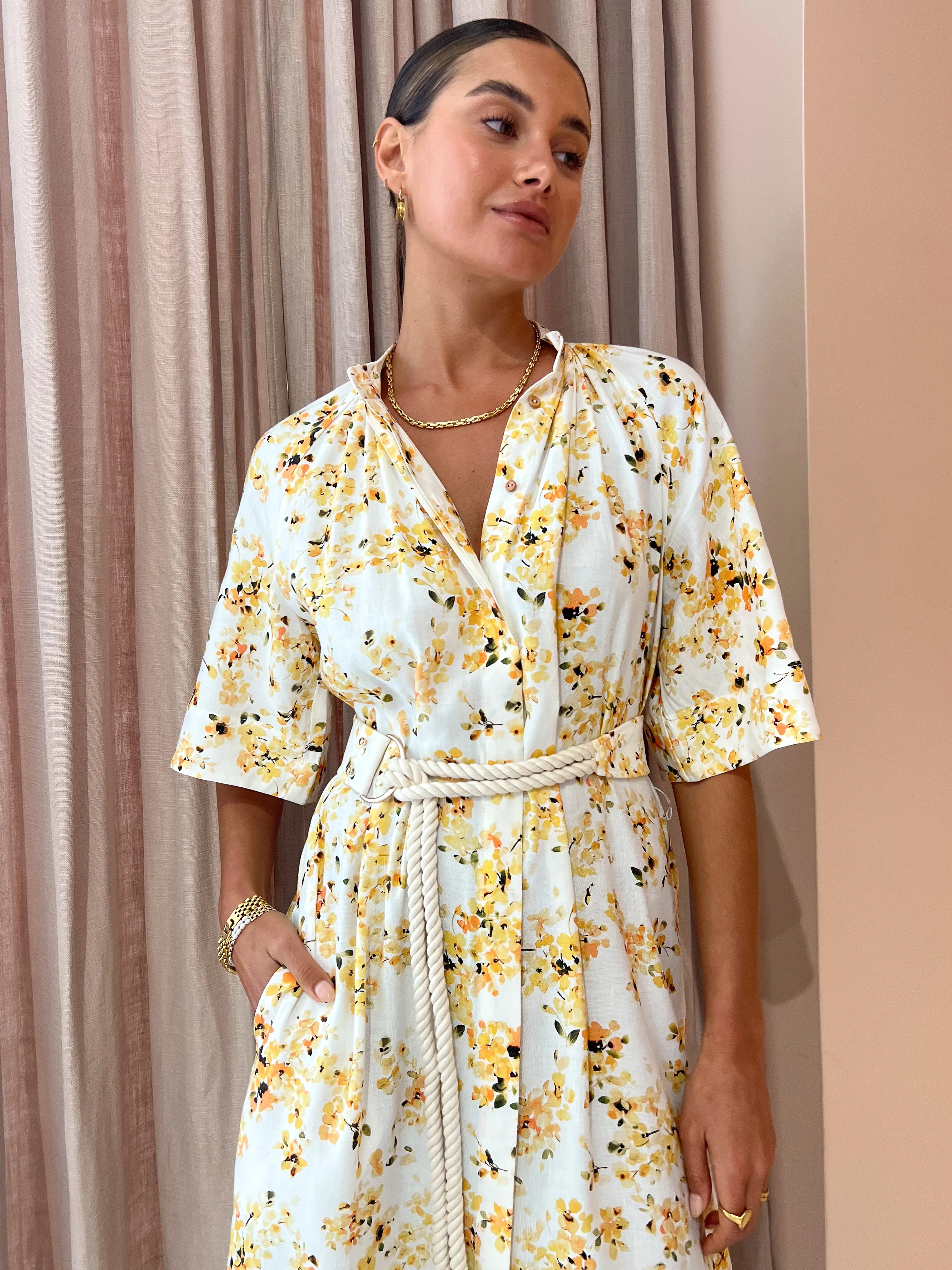 Significant Other Maia Midi Dress in Golden Blossom