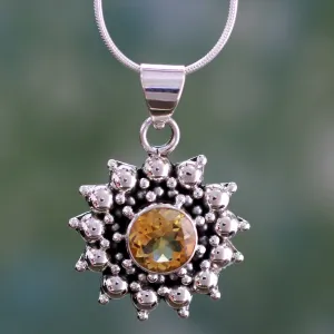 Star Citrine & Sterling Silver Pendant Necklace