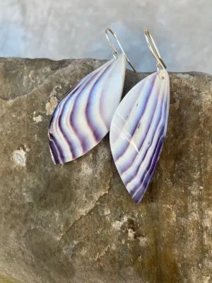 Striped Wampum Earrings White Magnificent Curved Earrings