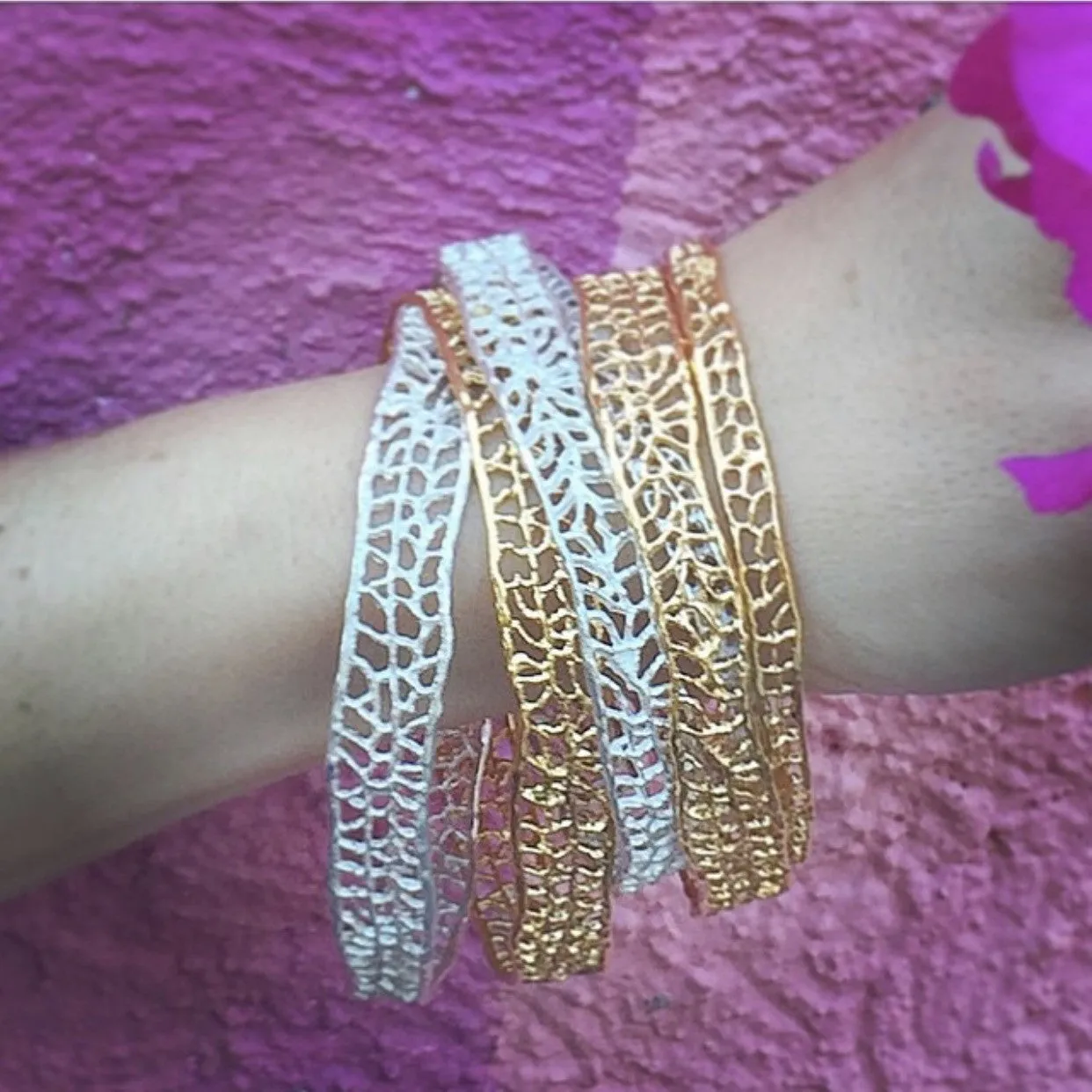 Thin Coral Bangle Bracelet