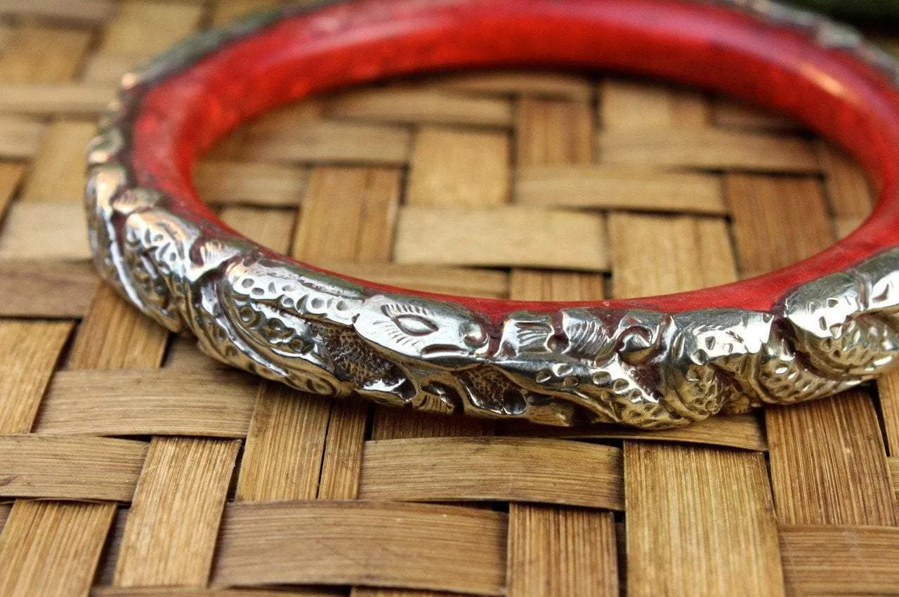 Tibetan Copal Bracelet With Snakes