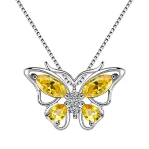 Tokyo Mart Butterfly Pendant Necklace Birthstone November Citrine Women Girls Jewelry Birthday Gift